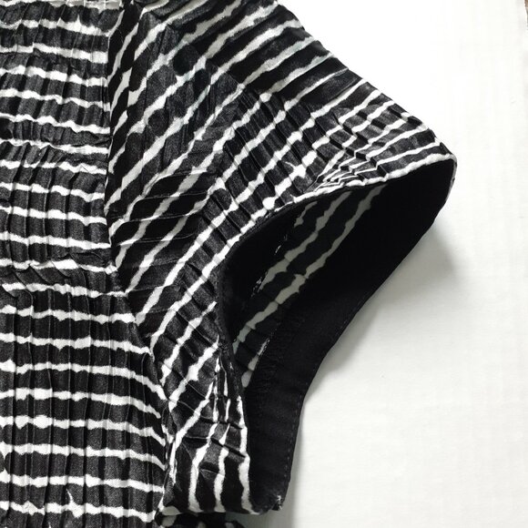 Jamie Sadock Textured Striped V-Neck Short Sleeve Top Black White Size L - Picture 8 of 15